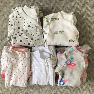Bundle of baby girl footed pajamas